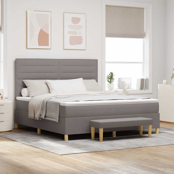 vidaXL Cama tipo Box Spring con colch&oacute;n Taup&eacute; 180 x 200 cm tela