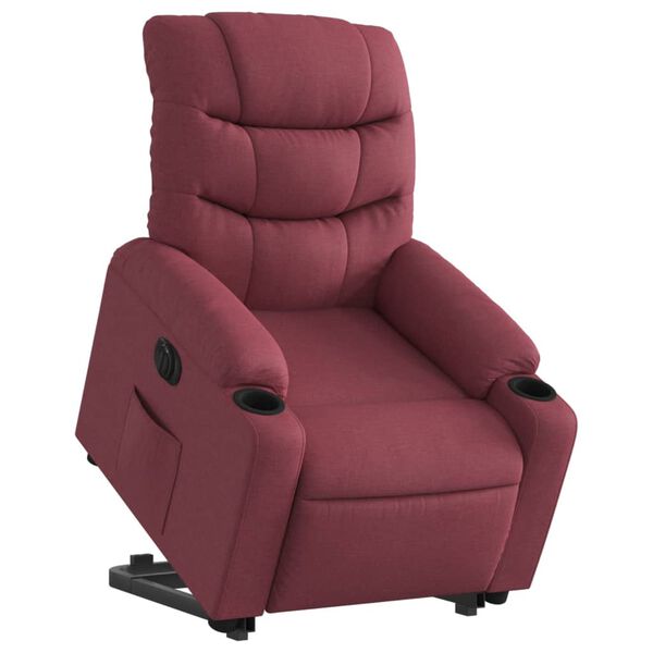 vidaXL Sillón eléctrico reclinable elevable de tela rojo tinto