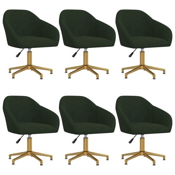 vidaXL Sillas de comedor giratorias 6 unidades terciopelo verde oscuro
