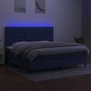 vidaXL Cama box spring colch&oacute;n y luces LED tela azul 200x200 cm