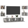 vidaXL Set de muebles de sal&oacute;n 7 pzas madera ingenier&iacute;a gris hormig&oacute;n