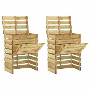 vidaXL Compostador de jard&iacute;n laminado 2 pcs Verde 110 x 58 x 113 cm