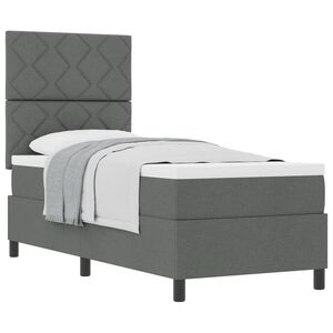 vidaXL Cama tipo Box Spring con colch&oacute;n Gris oscuro 80 x 200 cm tela