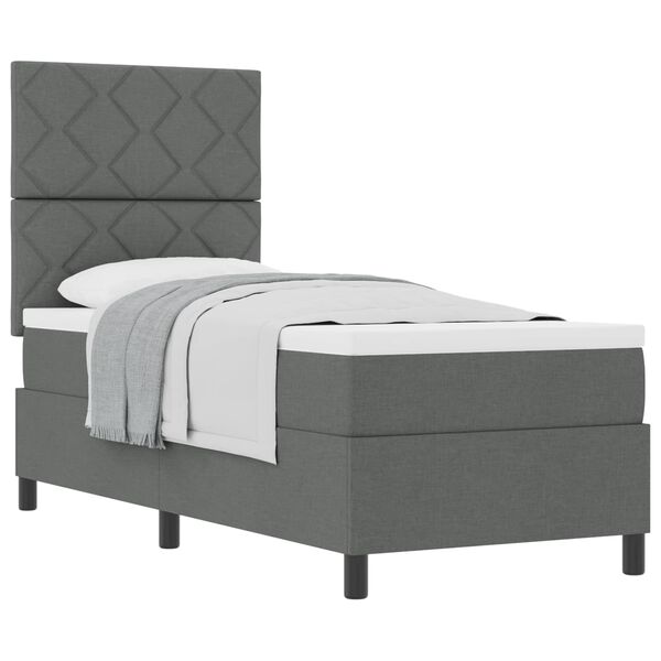 vidaXL Cama tipo Box Spring con colch&oacute;n Gris oscuro 80 x 200 cm tela