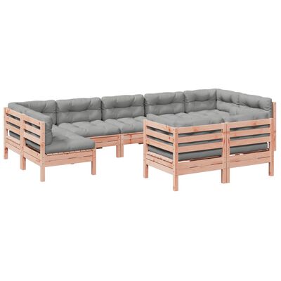 vidaXL Set de sofás jardín 9 pzas con cojines madera de abeto Douglas
