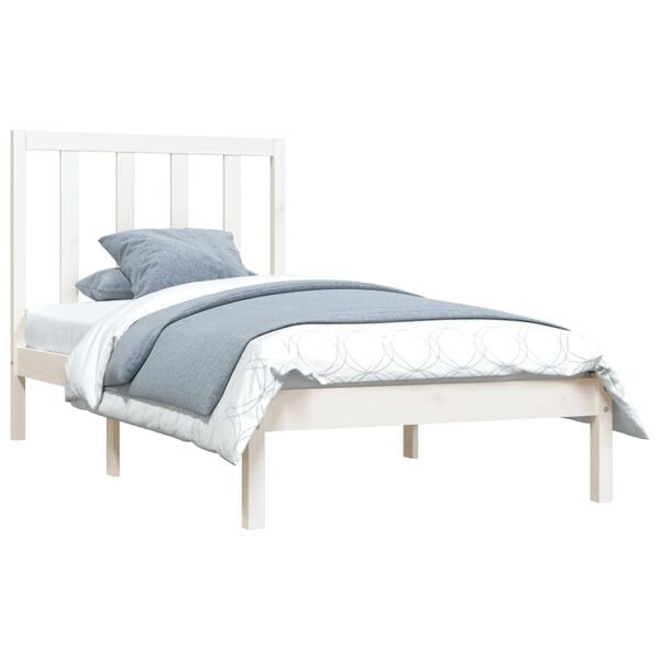 vidaXL Estructura de cama sin colch&oacute;n madera de pino blanco 100x200 cm