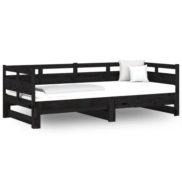 vidaXL Sof&aacute; cama extra&iacute;ble sin colch&oacute;n negro 2x(90x190) cm