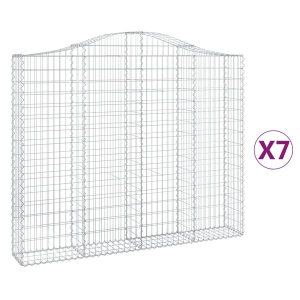 vidaXL Cestas gaviones 7 uds forma de arco hierro 200x30x160/180 cm