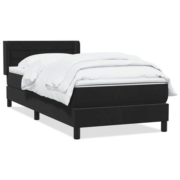 vidaXL Cama box spring con colch&oacute;n terciopelo negro 90x220 cm
