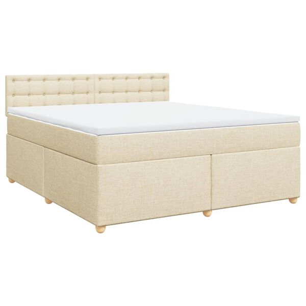 vidaXL Cama box spring con colch&oacute;n tela color crema 180x200 cm