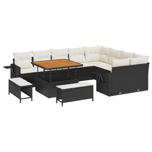 vidaXL Conjunto de sof&aacute;s de jard&iacute;n 12 pcs Negro rat&aacute;n sint&eacute;tico