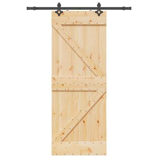 vidaXL Puerta corredera con herrajes madera maciza de pino 80x210 cm