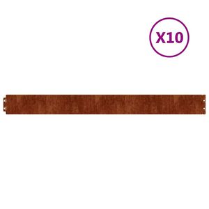vidaXL Borde de C&eacute;sped 10 pcs 10 x 103 cm Acero oxidado Oxidado