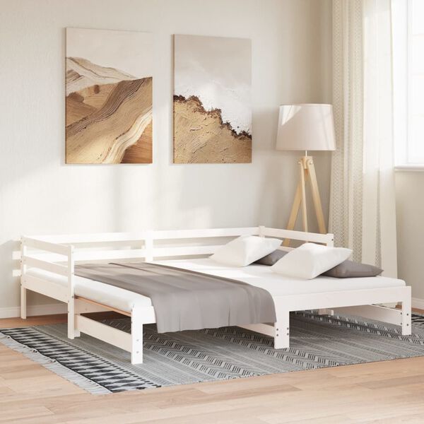 vidaXL Sofá cama extraíble sin colchón blanco 2x(90x200) cm
