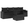 vidaXL Set de muebles de jard&iacute;n 5 pzas y cojines rat&aacute;n sint&eacute;tico negro