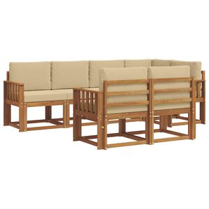 vidaXL Conjunto de sof&aacute;s de exterior con coj&iacute;n 7 pcs Natural y Beige