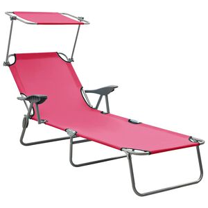 vidaXL Tumbona de jard&iacute;n con toldo acero rosa