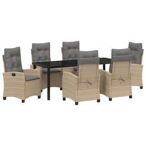 vidaXL Conjunto de Comedor de Jard&iacute;n 7 pcs Beige rat&aacute;n sint&eacute;tico