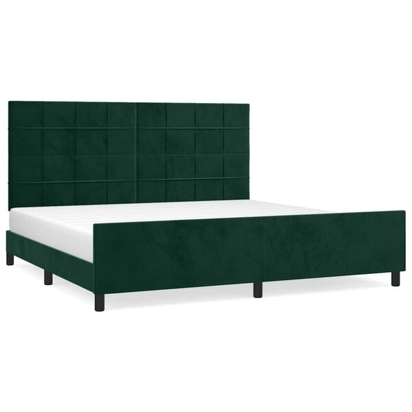 vidaXL Estructura cama sin colch&oacute;n terciopelo verde oscuro 200x200 cm