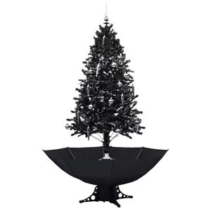 vidaXL &Aacute;rbol de Navidad con nieve y base de paraguas PVC negro 190 cm