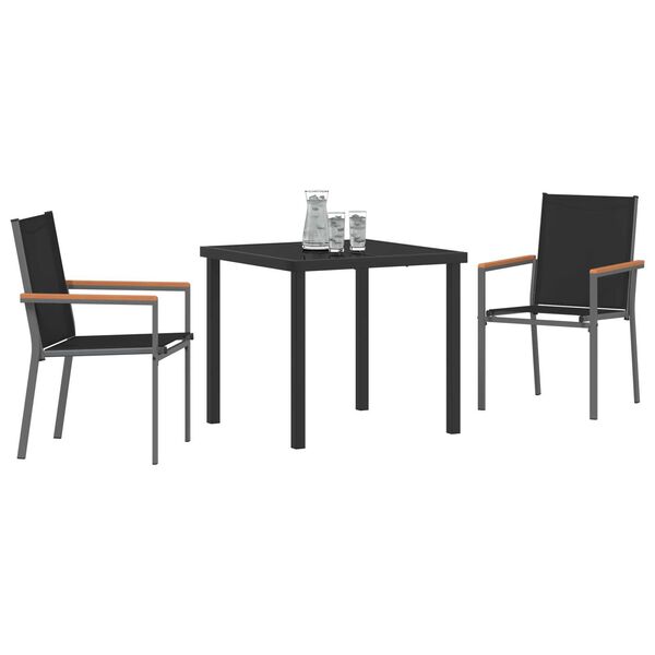 vidaXL Conjunto de Comedor de Jard&iacute;n 3 pcs Negro