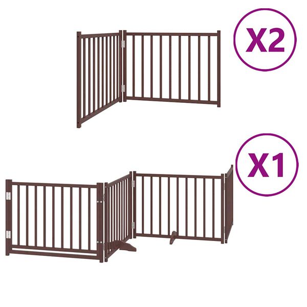 vidaXL Puerta de perros plegable 8 paneles madera &aacute;lamo marr&oacute;n 640 cm