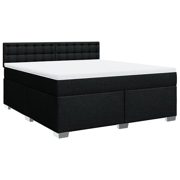 vidaXL Cama box spring con colch&oacute;n tela negro 180x200 cm