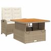 vidaXL Set comedor de jard&iacute;n 2 pzas con cojines rat&aacute;n sint&eacute;tico beige