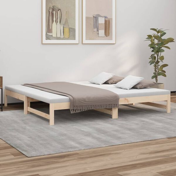 vidaXL Sof&aacute; cama extra&iacute;ble madera maciza de pino 2x(100x200) cm