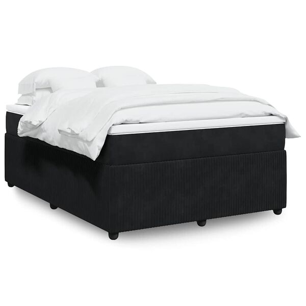 vidaXL Cama box spring con colch&oacute;n terciopelo negro 140x190 cm