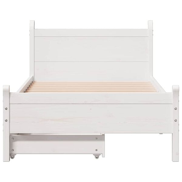vidaXL Estructura de cama sin colch&oacute;n madera maciza blanca 90x190 cm
