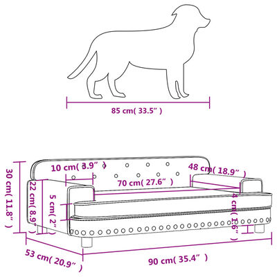 vidaXL Cama para perros de cuero sintético marrón 90x53x30 cm