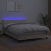 vidaXL Cama box spring colch&oacute;n y LED cuero sint&eacute;tico crema 140x190 cm