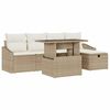 vidaXL Conjunto de sof&aacute; de jard&iacute;n 6 uds. Beige rat&aacute;n sint&eacute;tico