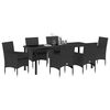 vidaXL Conjunto de Comedor de Jard&iacute;n 7 pcs Negro rat&aacute;n sint&eacute;tico