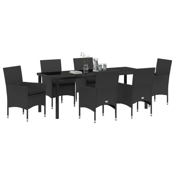 vidaXL Conjunto de Comedor de Jard&iacute;n 7 pcs Negro rat&aacute;n sint&eacute;tico