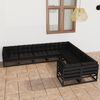vidaXL Set de muebles de jard&iacute;n 9 pzas con cojines madera pino negro