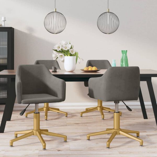 vidaXL Sillas de comedor giratorias 4 unidades terciopelo gris oscuro