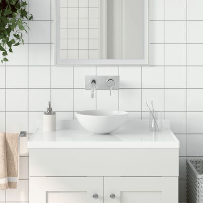 vidaXL Lavabo de cuarto de baño redondo cerámica blanco mate