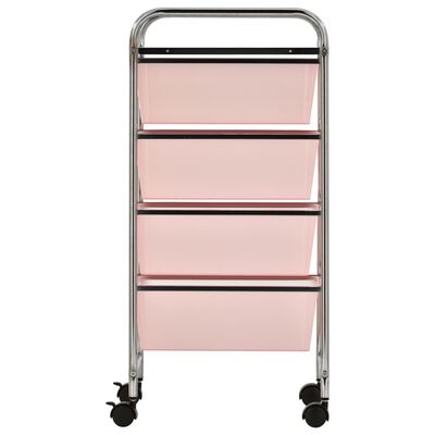 vidaXL Carrito de almacenaje portátil 4 cajones plástico rosa