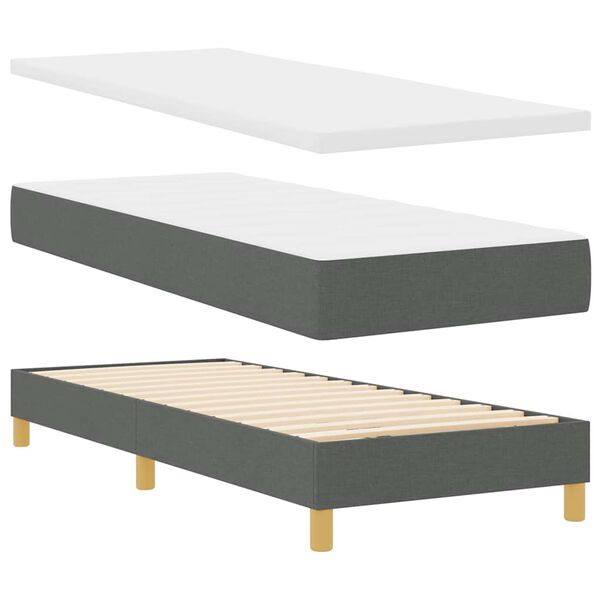 vidaXL Cama con Somier con colch&oacute;n Gris oscuro 80 x 200 cm tela