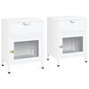 vidaXL Mesitas de noche 2 uds acero y cristal blanco 40x30x54,5 cm