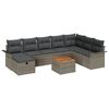 vidaXL Conjunto de sof&aacute;s de jard&iacute;n 9 pcs Gris rat&aacute;n sint&eacute;tico