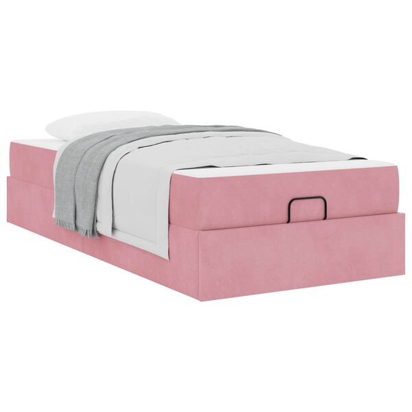 vidaXL Estructura de cama con colch&oacute;n 2 pcs Rosa Terciopelo