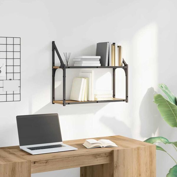 vidaXL Estante de pared con estante Roble artisan 60 x 21 x 51 cm