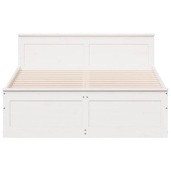 vidaXL Cama con cabecero sin colch&oacute;n madera maciza blanca 140x190 cm