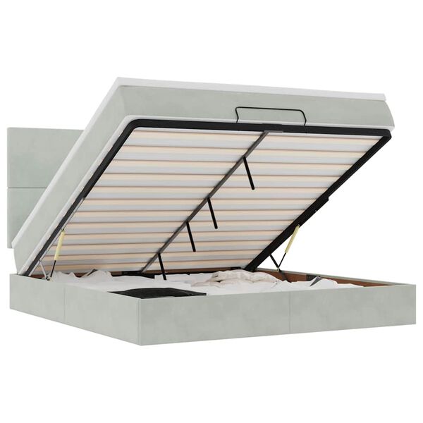 vidaXL Estructura cama otomana colchones terciopelo gris claro
