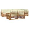 vidaXL Conjunto de sof&aacute;s de exterior con coj&iacute;n 7 pcs Natural y Crema