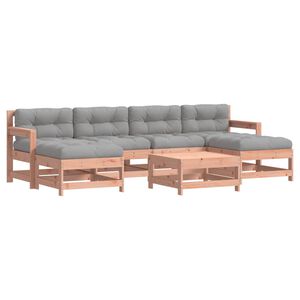 vidaXL Juego de muebles jardín 7 pzas y cojines madera abeto Douglas