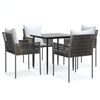 vidaXL Juego comedor jard&iacute;n 5 piezas y cojines rat&aacute;n sint&eacute;tico y acero